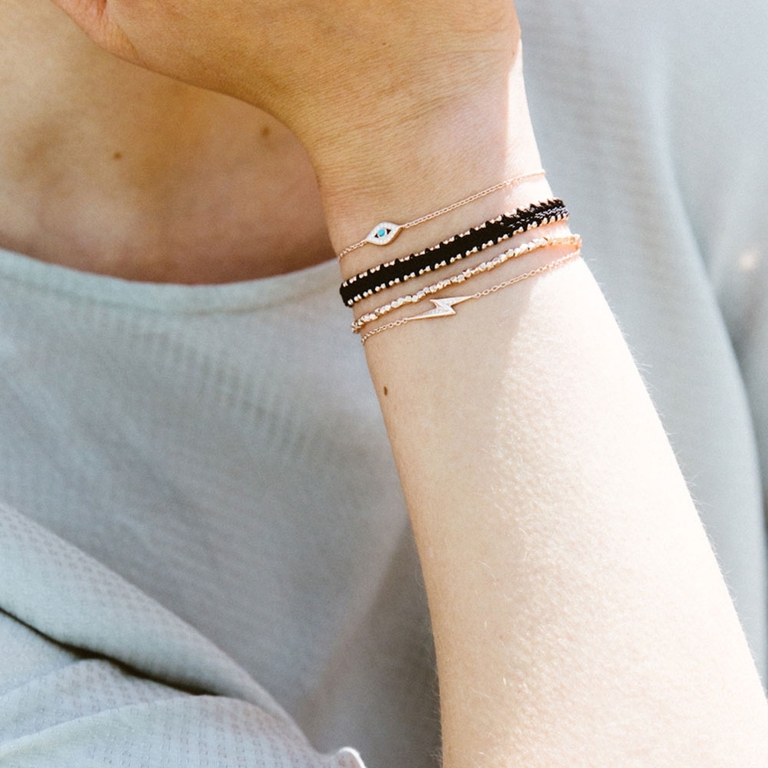 Evil Eye Kula Bracelet in Rose Gold Vermeil