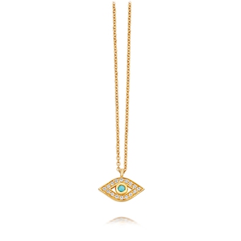 Mini Evil Eye Biography Pendant Necklace in Yellow Gold Vermeil
