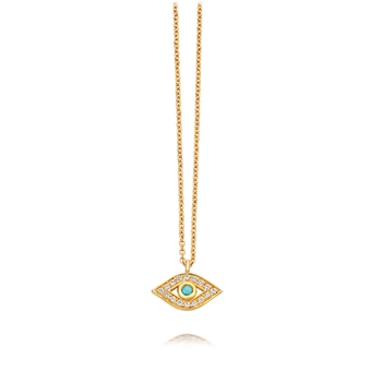 Mini Evil Eye Biography Pendant Necklace in Yellow Gold Vermeil
