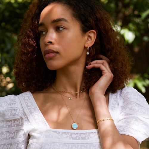 Gold Biography Mini Evil Eye Pendant Necklace
