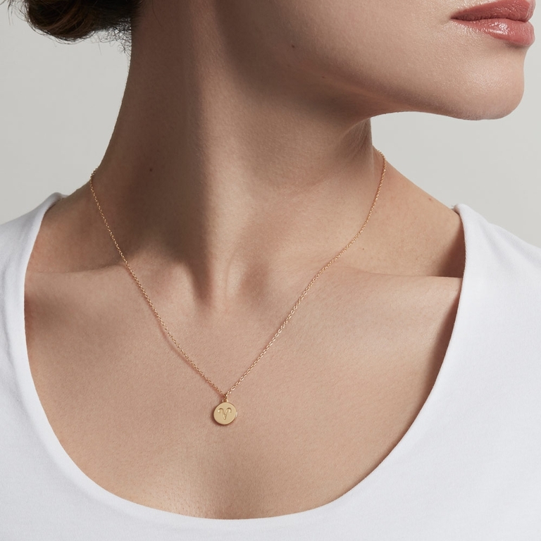 Aries Zodiac Biography Pendant Necklace in Yellow Gold Vermeil