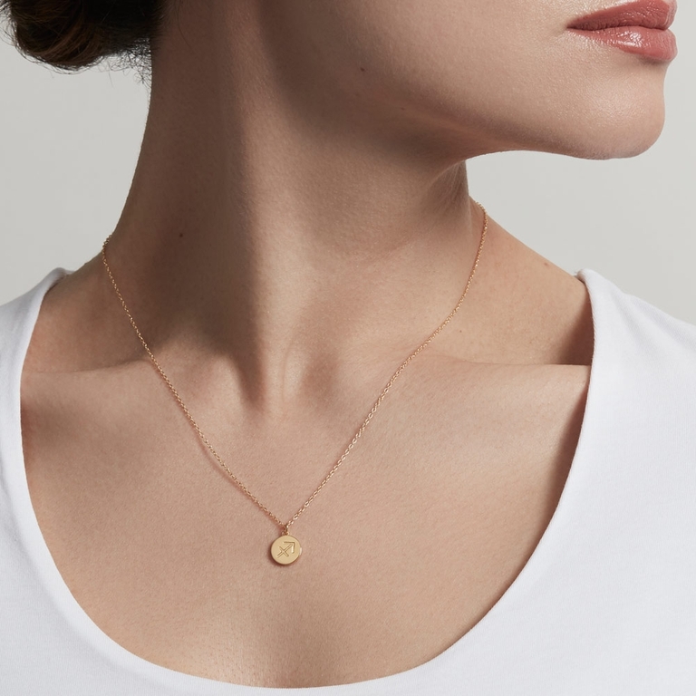 Sagittarius Zodiac Biography Pendant Necklace in Yellow Gold Vermeil