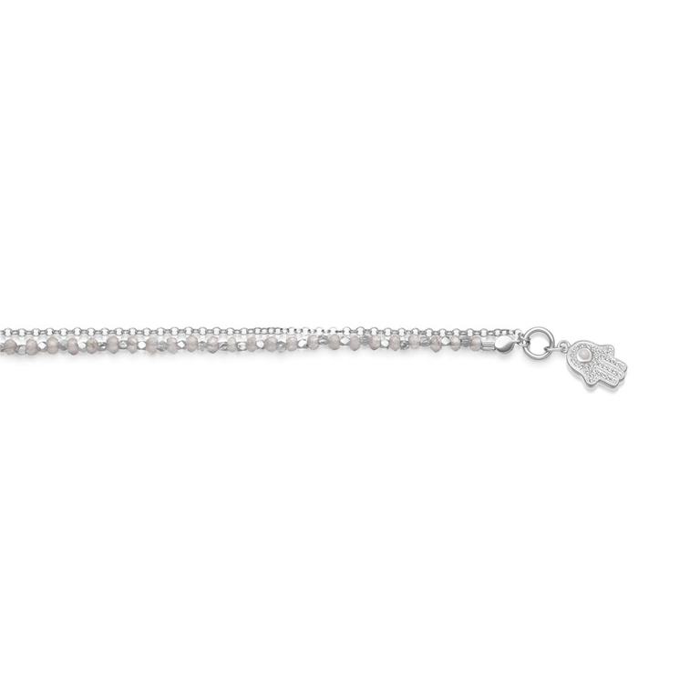 Rainbow Moonstone Hamsa Biography Bracelet in Sterling Silver 