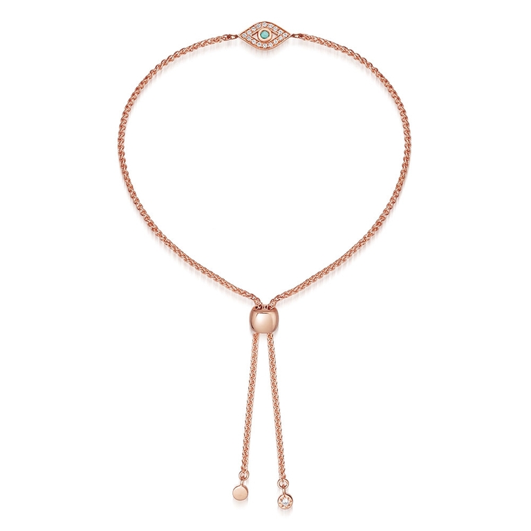 Evil Eye Kula Bracelet in Rose Gold Vermeil