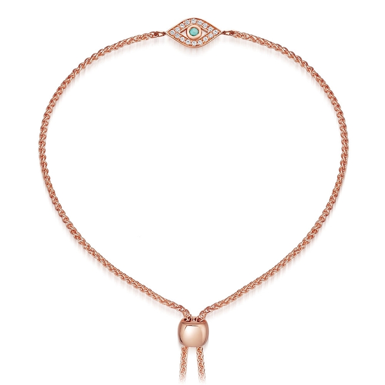 Evil Eye Kula Bracelet in Rose Gold Vermeil