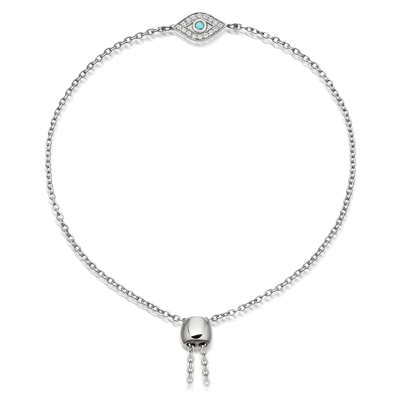 Evil Eye Kula Bracelet in Sterling Silver
