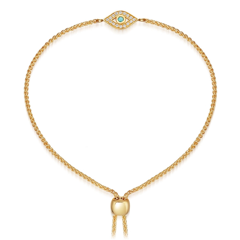 Evil Eye Kula Bracelet in Yellow Gold Vermeil