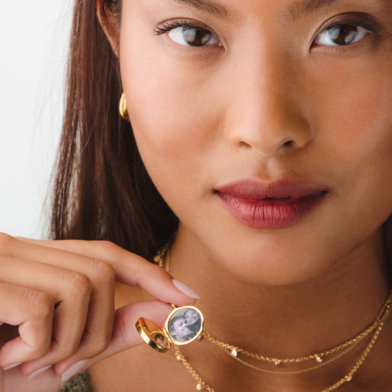 Malachite Slice Stilla Locket Necklace in Yellow Gold Vermeil