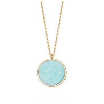 Stilla Amazonite Locket Necklace in Yellow Gold Vermeil