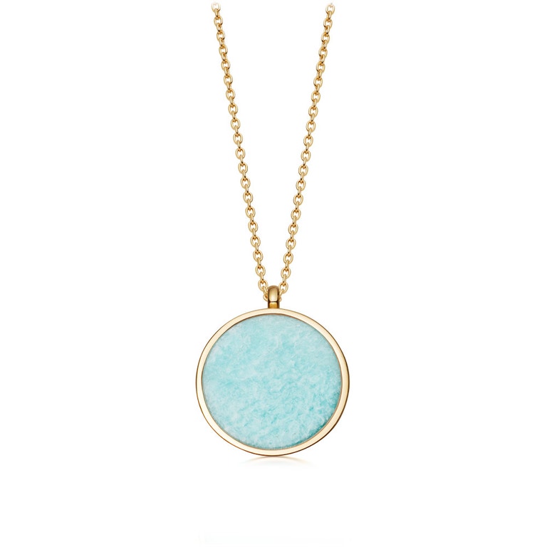 Stilla Amazonite Locket Necklace in Yellow Gold Vermeil