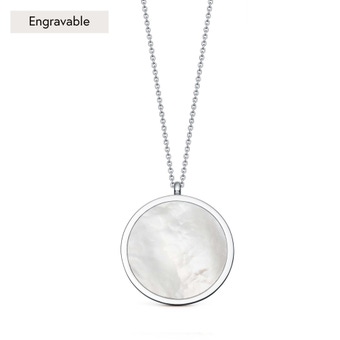 Large Mother of Pearl Slice Stilla Locket Necklace in Sterling Silver