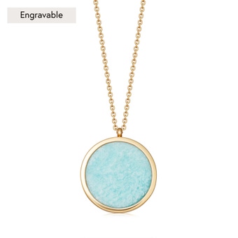 Large Stilla Amazonite Locket Necklace in Yellow Gold Vermeil