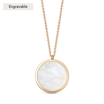 Large Mother of Pearl Slice Stilla Locket Necklace in Yellow Gold Vermeil