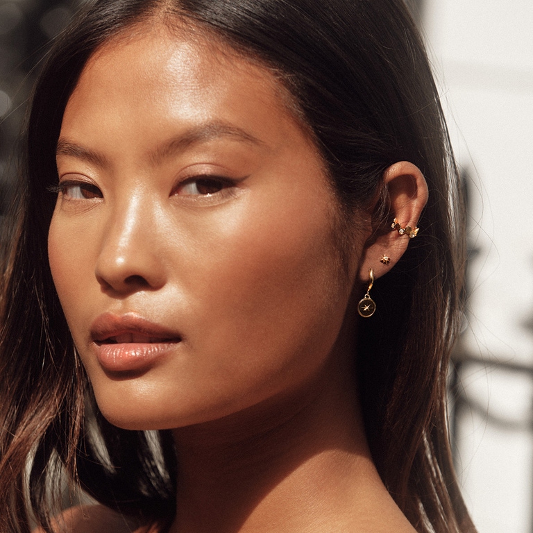 Gold Celestial Sapphire Ear Stack with Cuff
