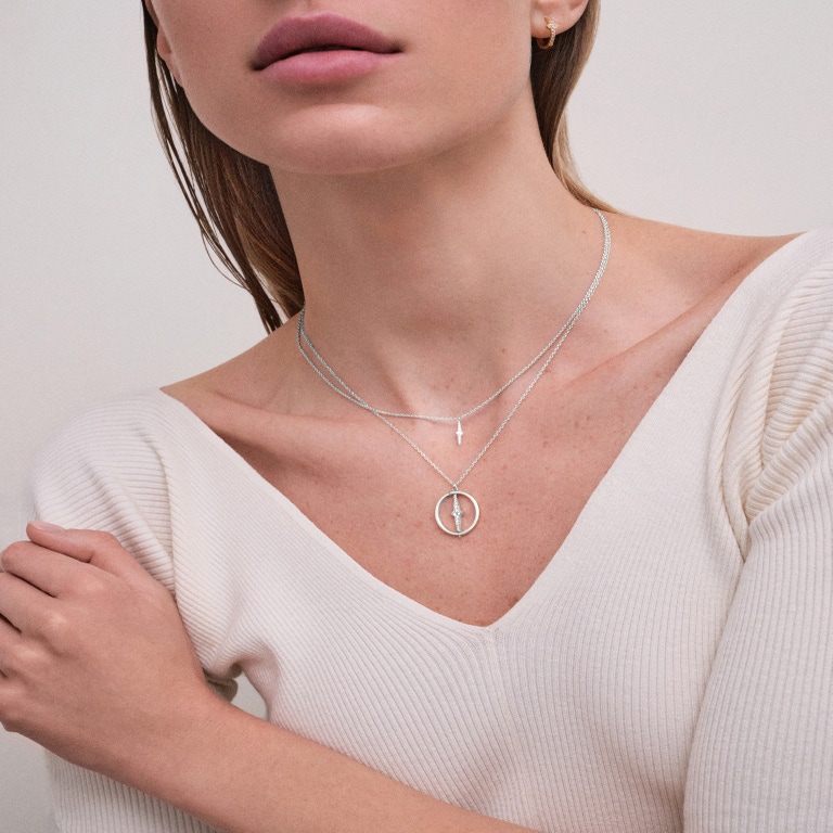 Silver Luna Light Spinning Orb Necklace