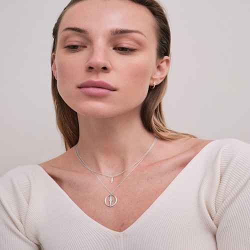 Silver Luna Light Spinning Orb Necklace