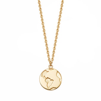 Gold Biography Mini Earth Pendant Necklace