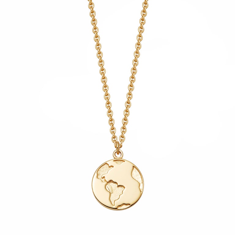 Biography Earth Locket Necklace in Yellow Gold Vermeil