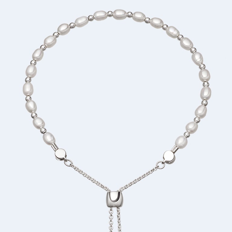 White Pearl Kula Bracelet in Sterling Silver 