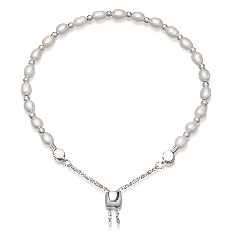 White Pearl Kula Bracelet - Silver