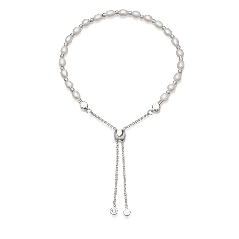 White Pearl Kula Bracelet - Silver