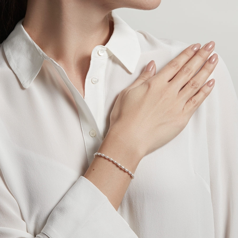 White Pearl Kula Bracelet in Sterling Silver 