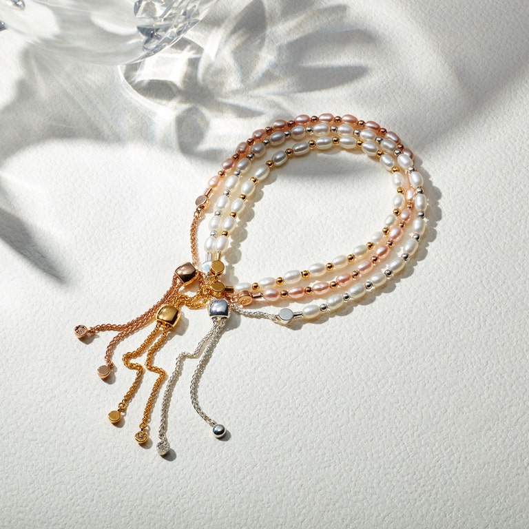 Gold Biography White Pearl Kula Bracelet