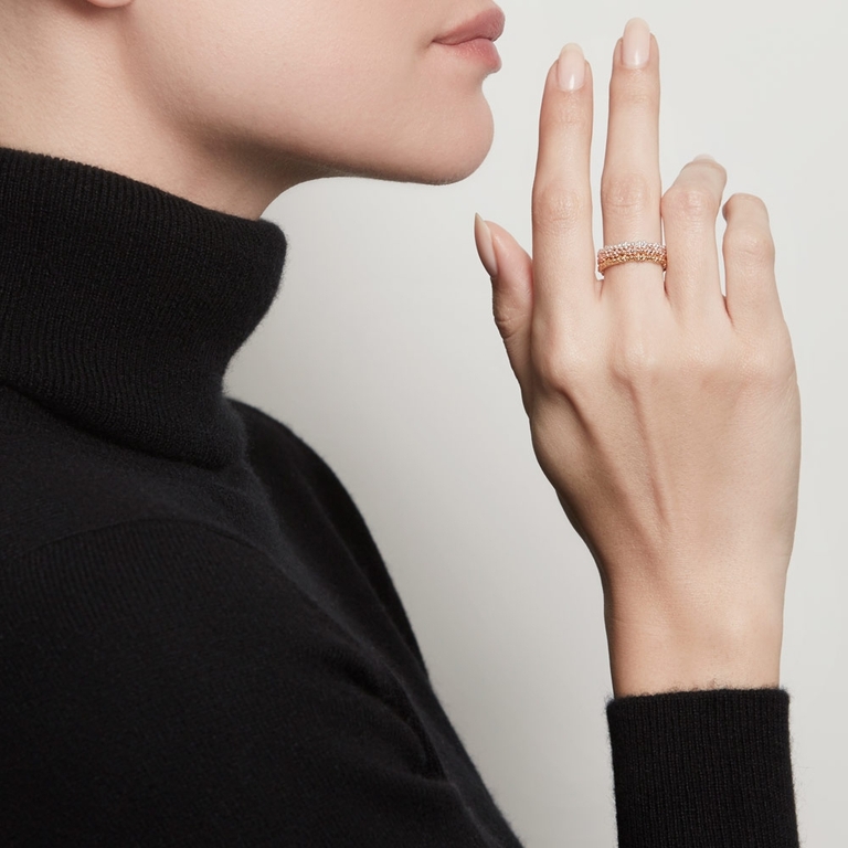 Mille Beaded Ring in Sterling Silver