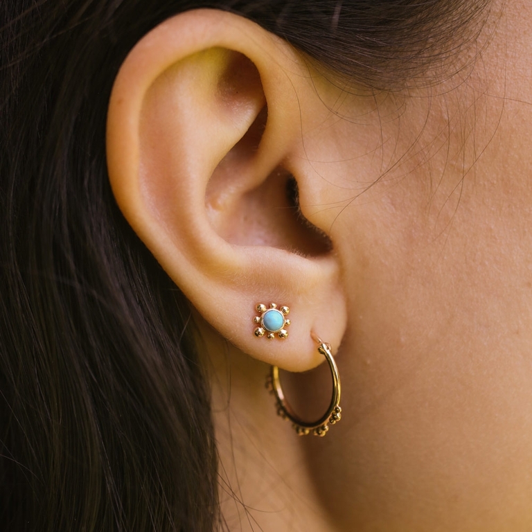 Turquoise Mini Floris Stud Earrings
