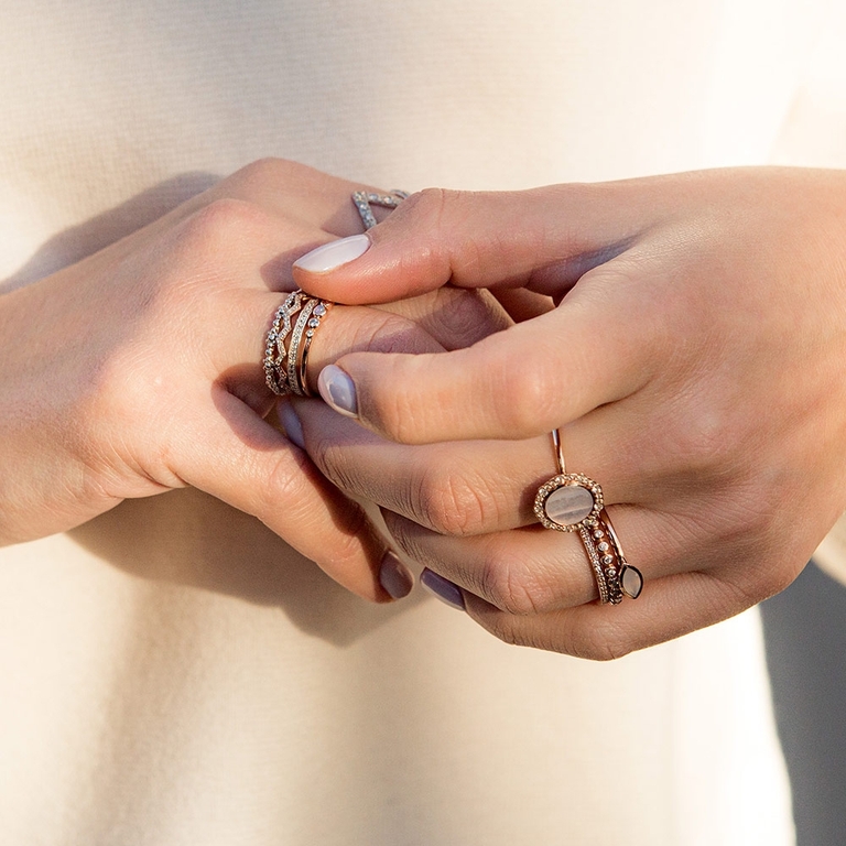 Mille Beaded Ring in Sterling Silver