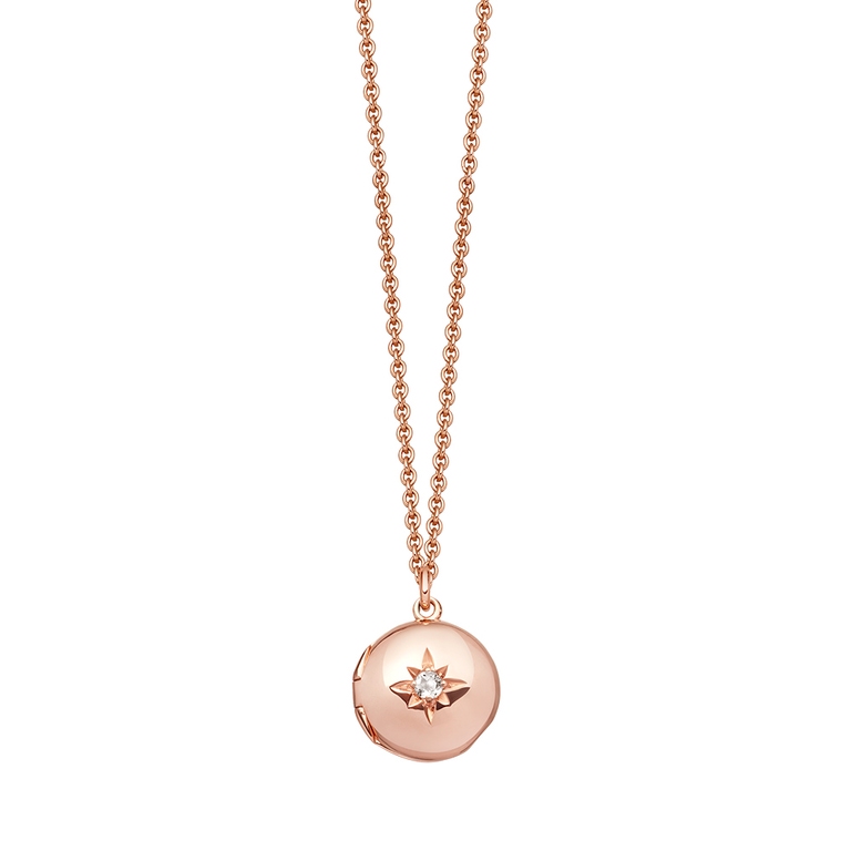 Mini Biography Locket Necklace in Rose Gold Vermeil
