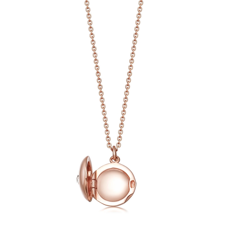 open locket necklace in rose gold vermeil