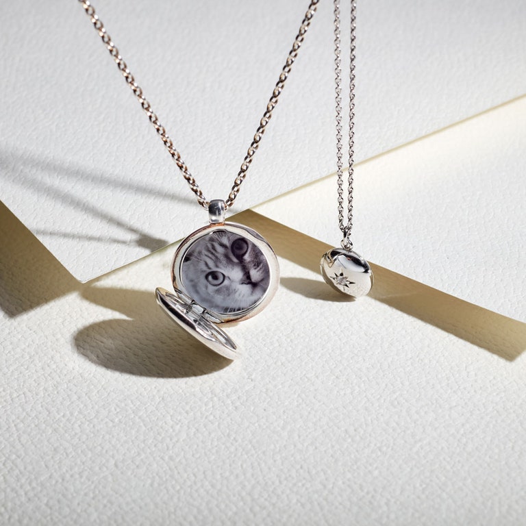 Medium Biography Locket Necklace in Sterling Silver