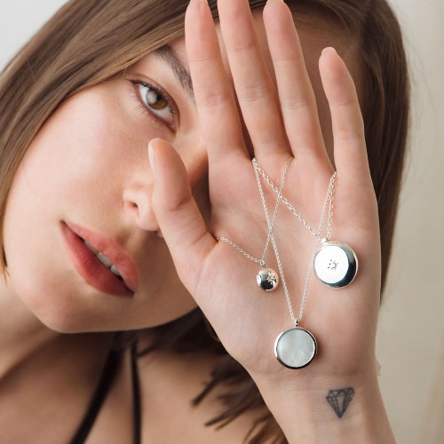 Silver Stilla Mother of Pearl Locket Necklace