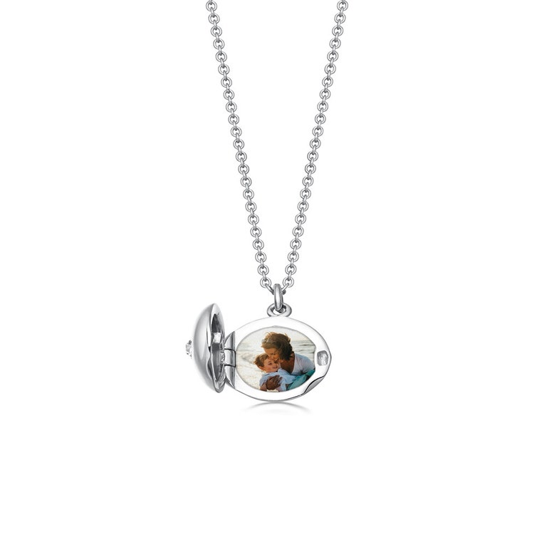 Silver Biography Mini Locket Necklace