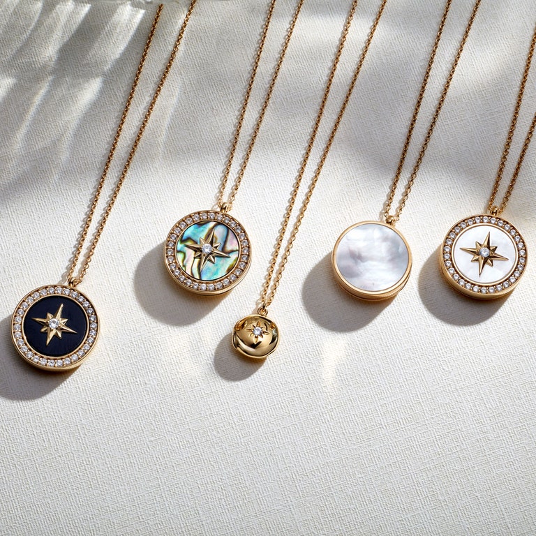 large gemstone locket necklace with mini gold locket necklace