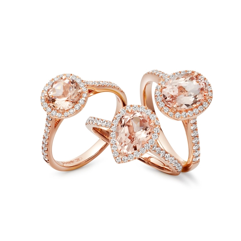 Morganite Tearoom Ring Oval Cut Stone in Rose Gold