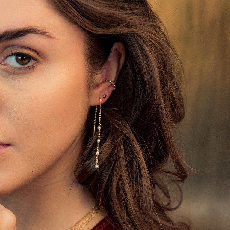 Stilla Pearl Chain Earrings