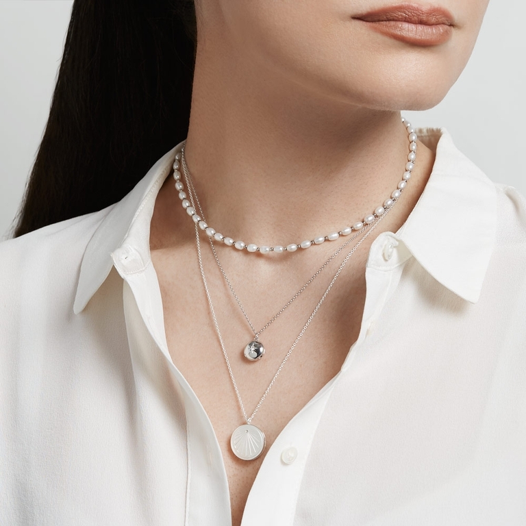 Celestial Sunrise Locket Necklace in Sterling Silver