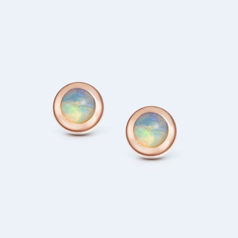 Mini Icon Nova Opal Stud Earrings in Rose Gold