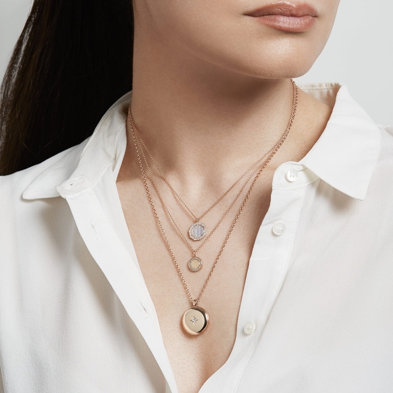 Medium Biography Locket Necklace in Rose Gold Vermeil | 18ct Gold Plated Jewellery | Astley Clarke