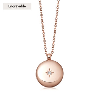 Medium Biography Locket Necklace in Rose Gold Vermeil