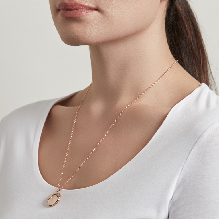 Medium Biography Locket Necklace in Rose Gold Vermeil | 18ct Gold Plated Jewellery | Astley Clarke