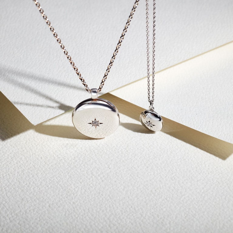 Mini Biography Locket Necklace in Sterling Silver