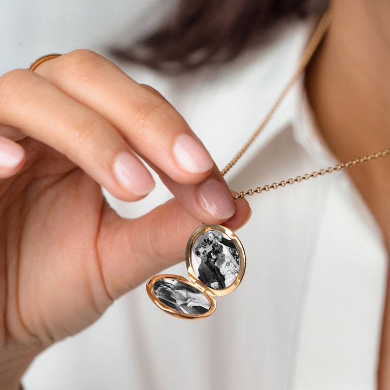 gold locket necklace with pictures