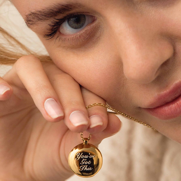 Medium Biography Locket Necklace in Yellow Gold Vermeil