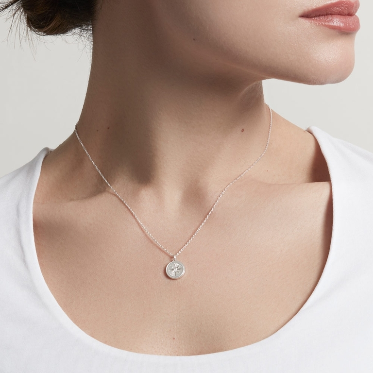 Celestial Compass Pendant Necklace in Sterling Silver