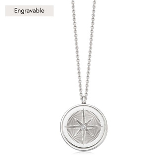 Silver Celestial Compass Locket Necklace