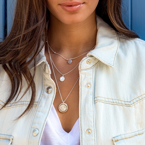 Silver Celestial Compass Locket Necklace