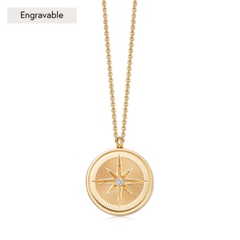 Gold Celestial Compass Locket Necklace